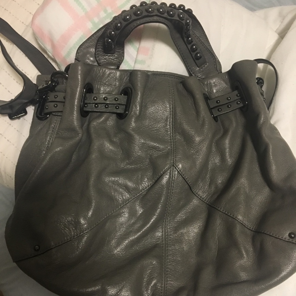 Banana Republic Gray Leather Crossbody Bag